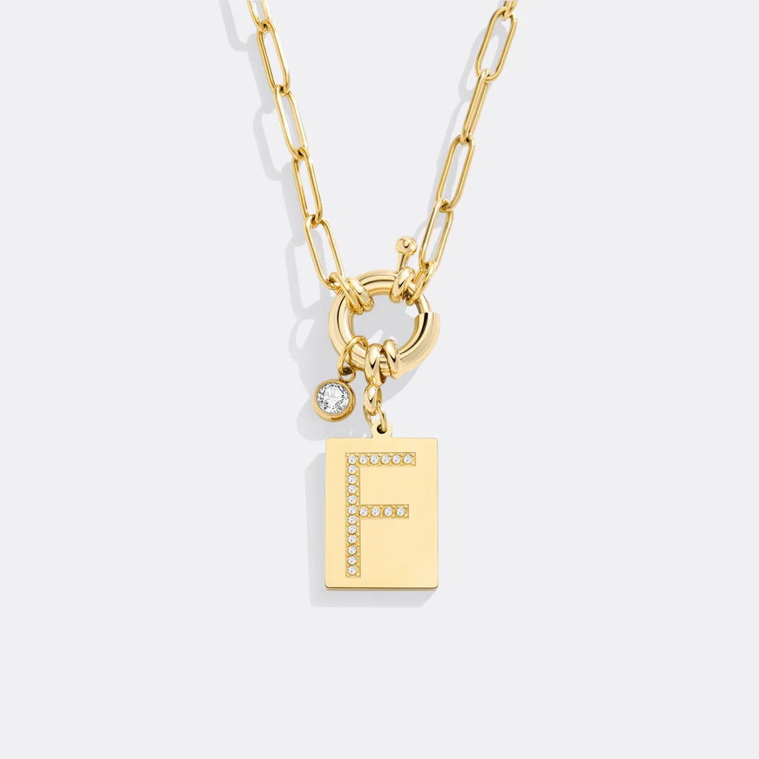 Collar con colgante de iniciales y cadena de clip