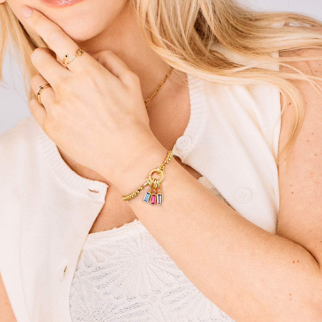 Pulsera de cuentas con piedra de nacimiento