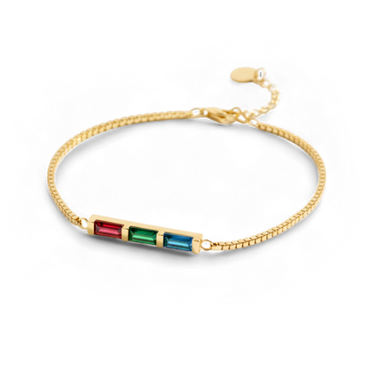Pulsera arcoíris con piedra de nacimiento