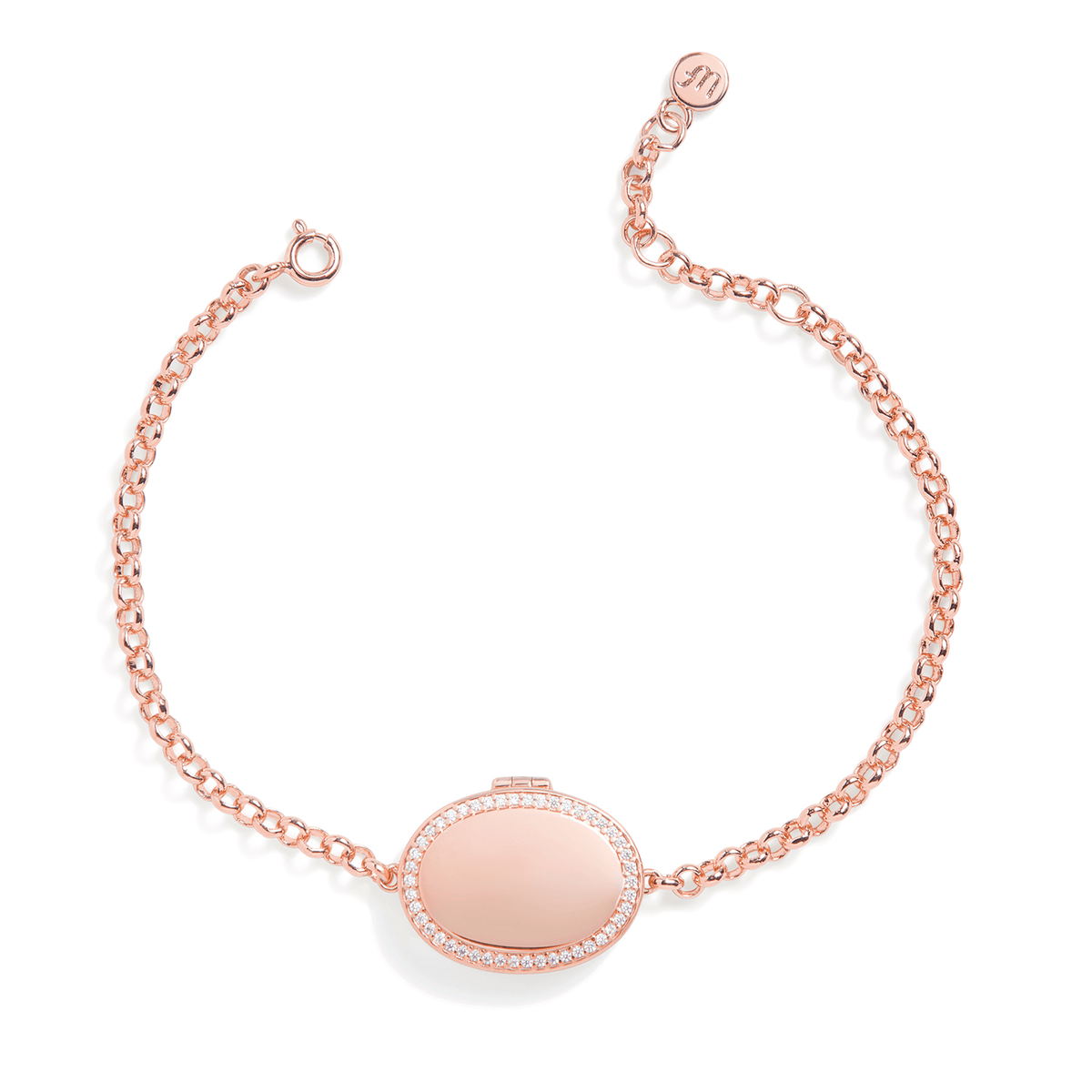 Pulsera con medallón ovalado personalizado