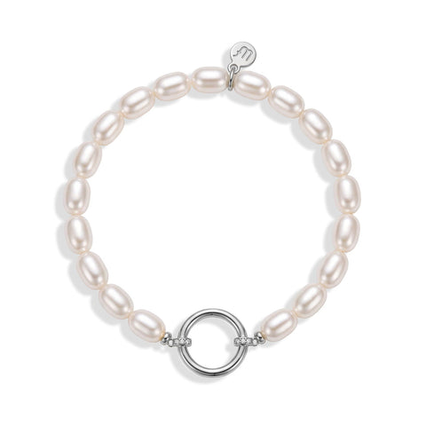 Pearl Charm Keeper Bracelet – Plata