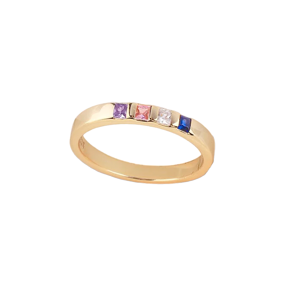 Anillo con piedras de nacimiento talla princesa