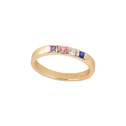 Anillo con piedras de nacimiento talla princesa