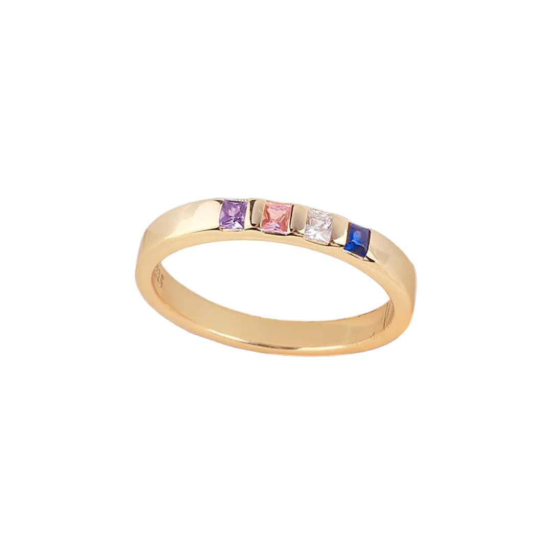 Anillo con piedras de nacimiento talla princesa