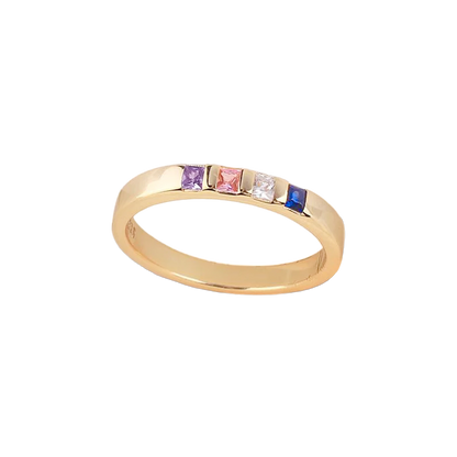 Anillo con piedras de nacimiento talla princesa