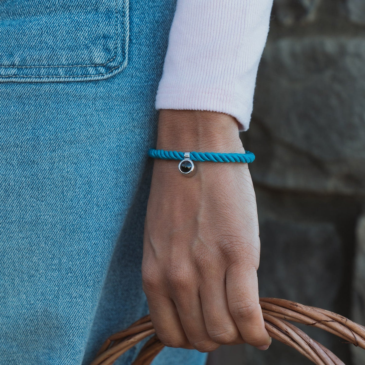 Pulsera personalizada de cuerda con foto circular