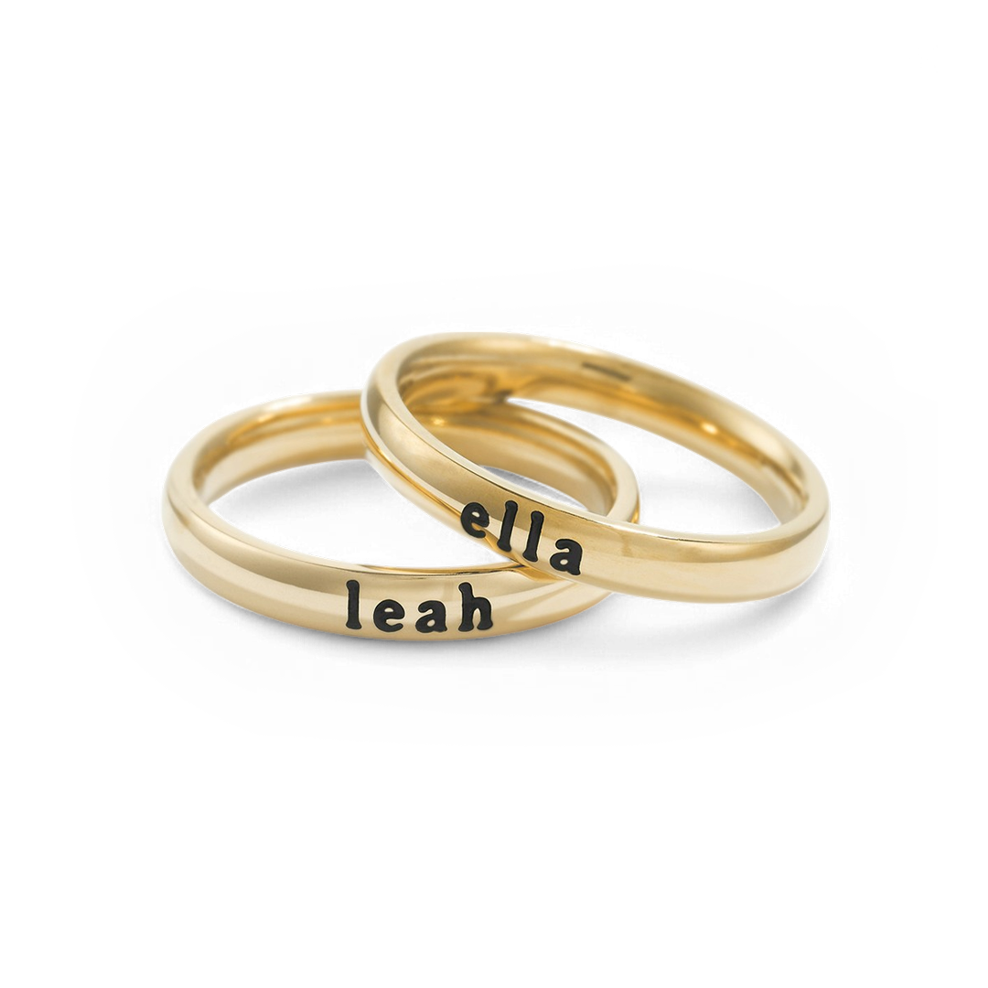 Anillo fino apilable personalizado con nombre