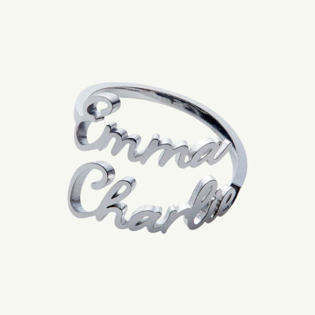 PersonalizedReglable Double Name Ring - pjulan