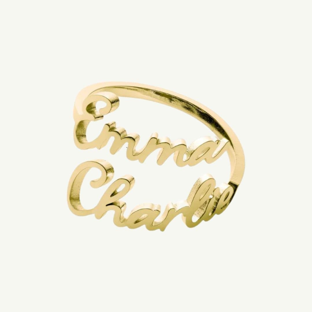 PersonalizedReglable Double Name Ring - pjulan